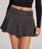 Create bold, fashion-forward looks for summer with the It-Girl Attitude Drop Waist Pleated Skort in charcoal, a must-have piece from Windsor’s collection of stylish bottoms for women.