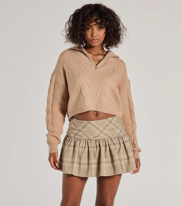 Adorable Flair Plaid Pleated Drop Waist Mini Skort | Windsor