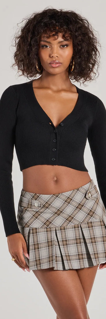 Plaid Charm Pleated Drop Waist Skort