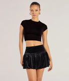 The Luxe Impression Velvet Bubble Skort in black is an elevated pick for your best outfit yet, effortlessly delivering a polished look that's sure to turn heads at any celebration.