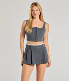 Get the look of a skirt and the comfort of shorts in the Keep It Casual Pleated Mini Skort in charcoal, perfect for staying stylish while on the move this summer.