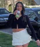 Create bold, fashion-forward looks for spring or summer with the Trendy Cutie Pleated A-Line Mini Skort in ivory, a must-have piece from Windsor’s collection of stylish bottoms for women.