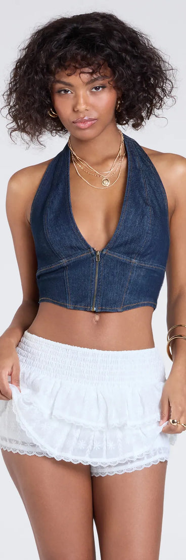 Designed for campus outfits, sleek workwear, and on-the-go moments, the In For The Frills Mid-Rise Eyelet Ruffle Shorts are trendy ivory bottoms for women bringing effortless fall versatility.