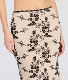 Create bold, fashion-forward looks for spring or summer with the Flirt Alert Flocked Floral Mesh Maxi Skirt in ivory, a must-have piece from Windsor’s collection of stylish bottoms for women.