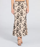 Create bold, fashion-forward looks for spring or summer with the Flirt Alert Flocked Floral Mesh Maxi Skirt in ivory, a must-have piece from Windsor’s collection of stylish bottoms for women.