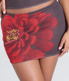 Create bold, fashion-forward looks for summer with the Bold Flirt Floral Mesh Mini Skirt in brown, a must-have piece from Windsor’s collection of stylish bottoms for women.