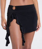 Create bold, fashion-forward looks for summer with the Feeling Myself Slit Ruffle Mini Skirt in black, a must-have piece from Windsor’s collection of stylish bottoms for women.