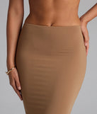 Look instantly put-together in the Serenade Me Bodycon Midi Skirt, part of a matching mocha brown clothing set designed for chic, no-fuss fall outfits.