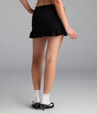 The Good Days Ruffle Mini Skirt in black features a short, flattering cut designed to elevate your look with just the right amount of edge.