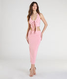 Serve effortless style and scroll-stopping energy in the Sensational Match Bodycon Midi Skirt, part of a blush matching clothing set that does the work for you with bold, polished vibes from top to bottom.