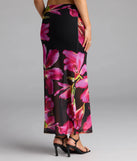 Choosing the black skirt says you’re ready to show off in the Vacay Queen Tropical Floral Mesh Maxi Skirt, a warm-weather staple that elevates your outfit and seasonal style.