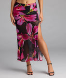 Choosing the black skirt says you’re ready to show off in the Vacay Queen Tropical Floral Mesh Maxi Skirt, a warm-weather staple that elevates your outfit and seasonal style.