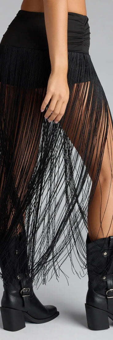 Trendy Moves Long Fringe Skirt Windsor