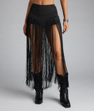 Trendy Moves Long Fringe Skirt