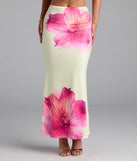 Complete your summer wardrobe with the Sandy Shores Tropical Floral Maxi Skirt, a trendy skirt in yellow made to mix, match, and stand out.