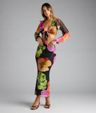 Look instantly put-together in the Island Muse Tropical Floral Maxi Skirt, part of a matching black clothing set designed for chic, no-fuss fall outfits.