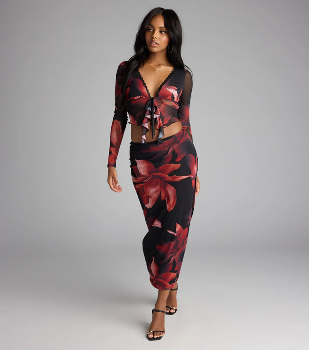 Soft Serve Floral High Slit Maxi Skirt