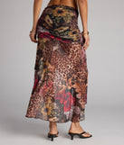 Wild Card Leopard Floral Print Maxi Skirt