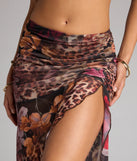 Wild Card Leopard Floral Print Maxi Skirt