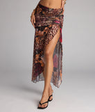 Wild Card Leopard Floral Print Maxi Skirt