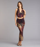 Night Out Muse Abstract Print Mesh Maxi Skirt