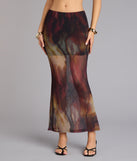 Night Out Muse Abstract Print Mesh Maxi Skirt