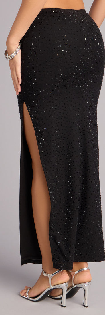Undeniably You Rhinestone Mesh Maxi Skirt
