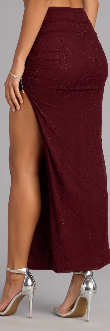 Starlet Status Rhinestone Mesh Maxi Skirt
