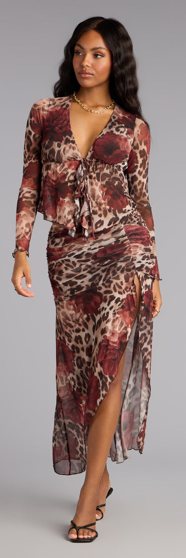 Untamed Bloom High-rise Slit Midi Skirt