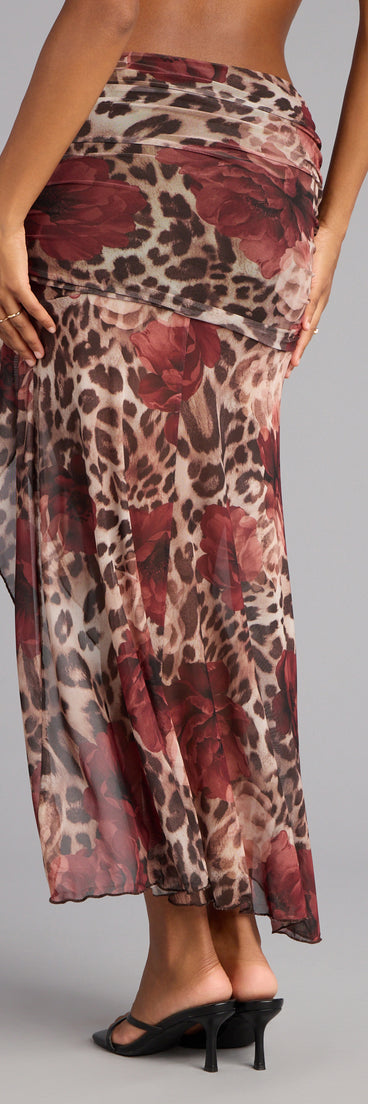 Untamed Bloom High-rise Slit Midi Skirt