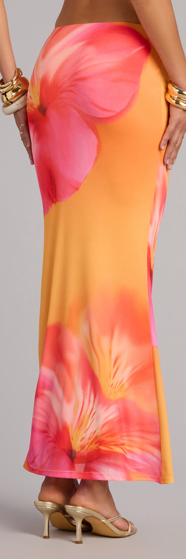 Sunset Mood Tropical Floral Maxi Skirt