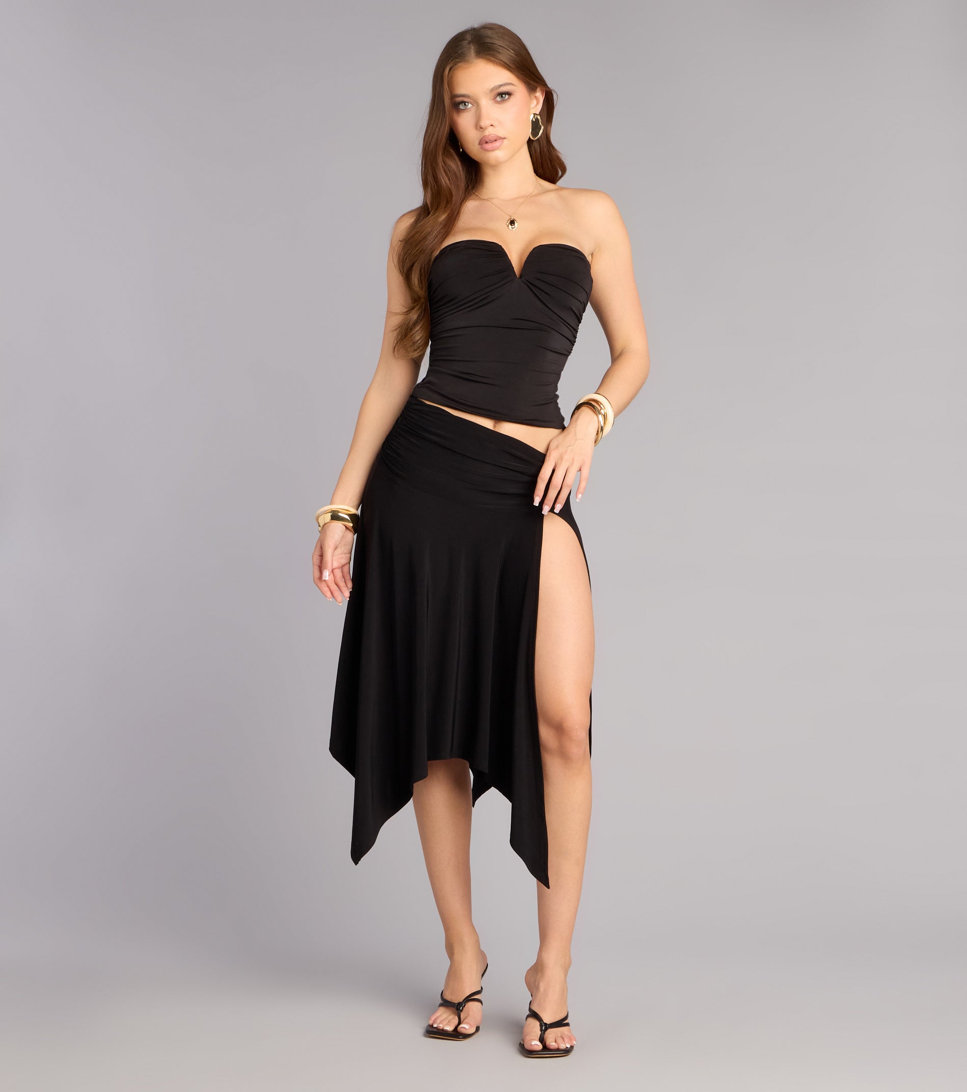 Swipe Right High Slit Midi Skirt | Windsor