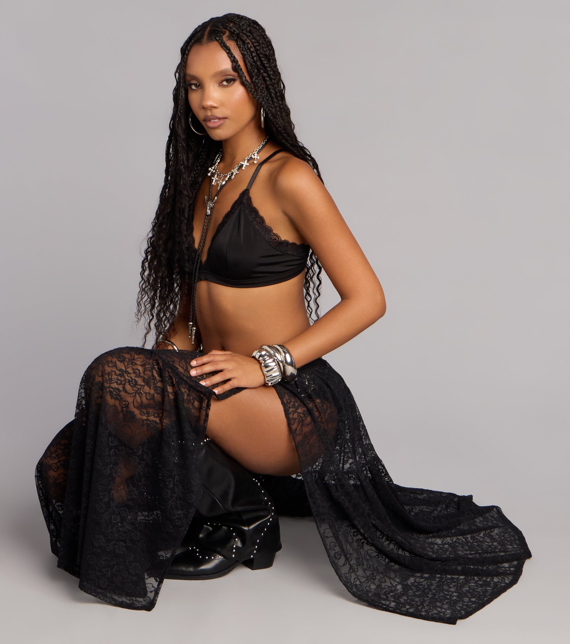 Soft Edge Sheer Lace Maxi Skirt | Windsor