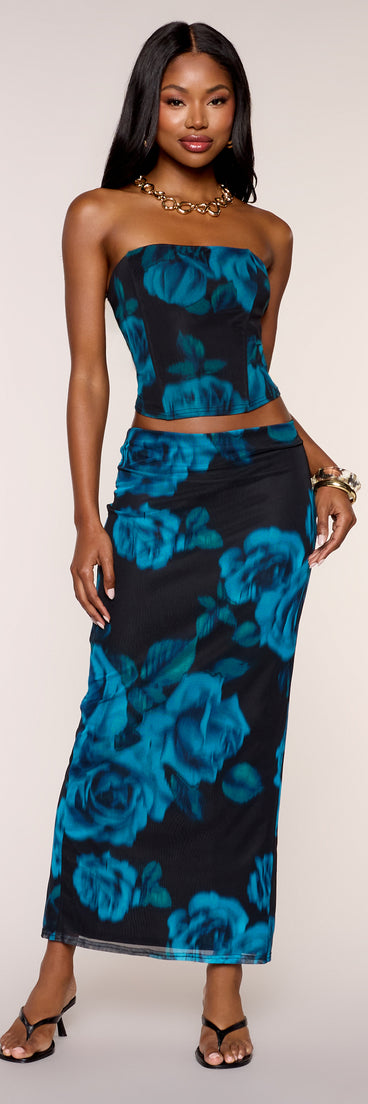 Floral Mood Mesh Maxi Skirt