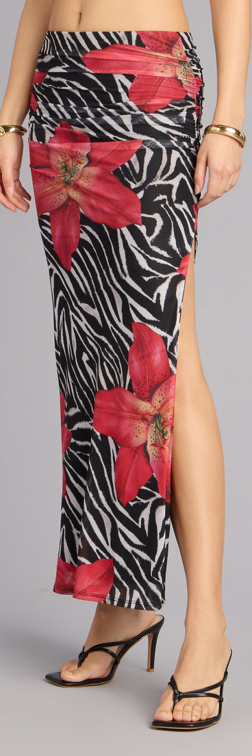 Wild Instinct Zebra Floral Skirt