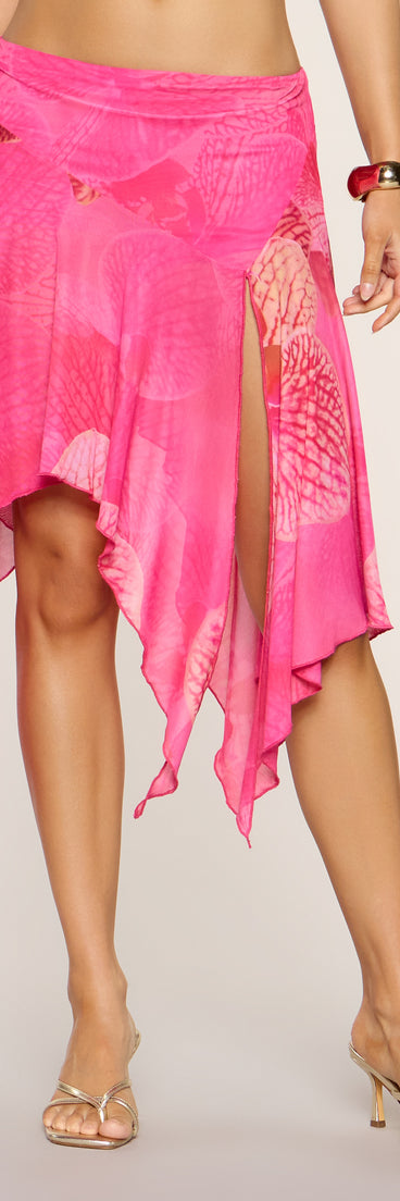 Catch Me On Vacay Tropical Floral Midi Skirt