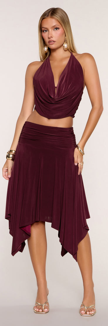 Trendy Moves Hanky Hem Midi Skirt