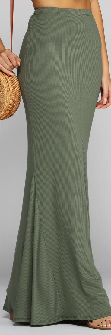 Maxi Out Ribbed Skirt