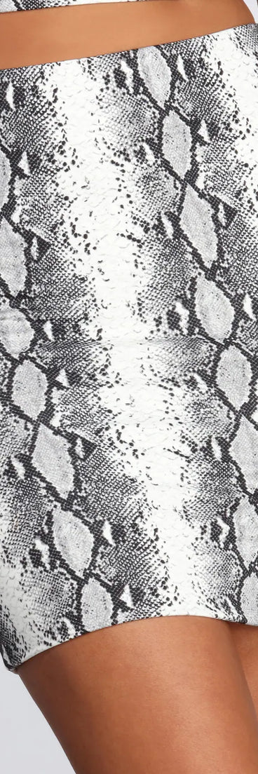 High Rise Snake Print Skirt