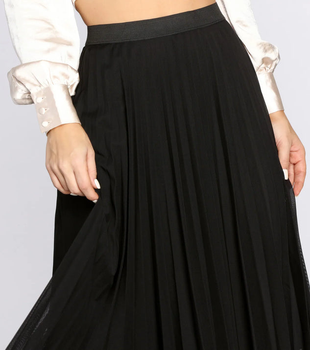Pleated Mesh Midi Skirt | Windsor Pleated Mesh Midi Skirt | Windsor
