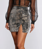 Sultry Slit Snake Print Mini Skirt