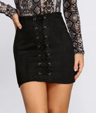 Faux Suede Lace Up Mini Skirt