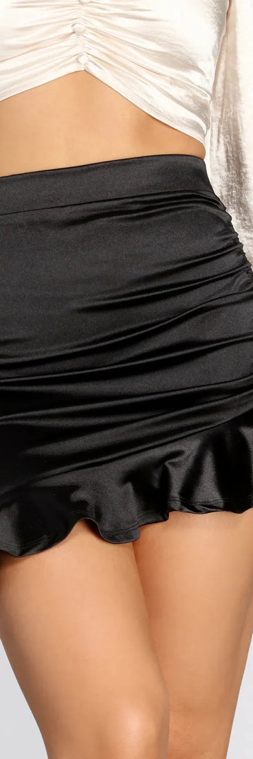 Stretch Satin Mini Skirt
