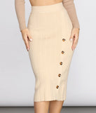 Button Detail Sweater Midi Skirt