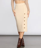 Button Detail Sweater Midi Skirt