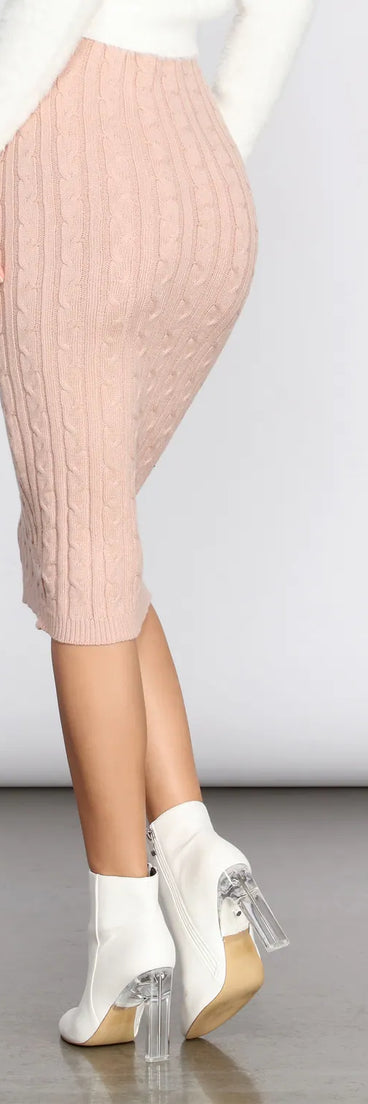 Cable Knit Midi Skirt