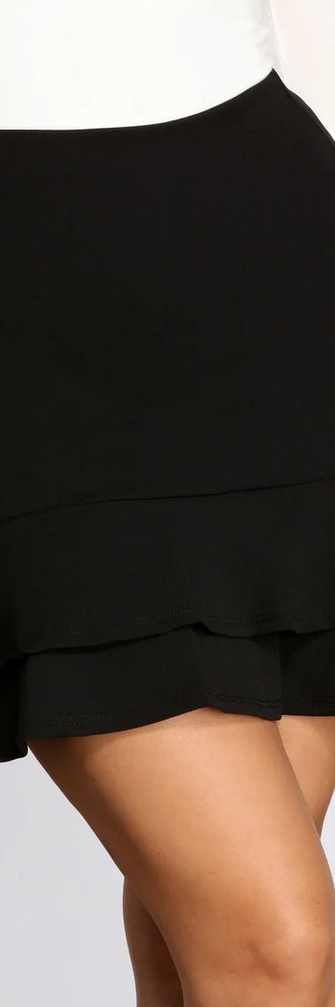 Double Ruffle Hem Mini Skirt