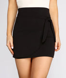 Side Tie Crepe Mini Skirt