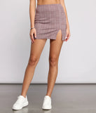 High Rise Houndstooth Plaid Mini Skirt