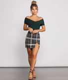 Chic In Plaid Knit Mini Skirt